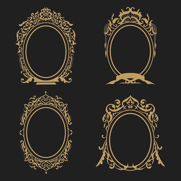 Vector vintage ovaal frame set