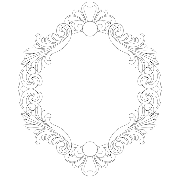 Vintage oval graphical frame in antique style. vector.