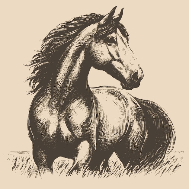 Vintage paarden schets illustratie