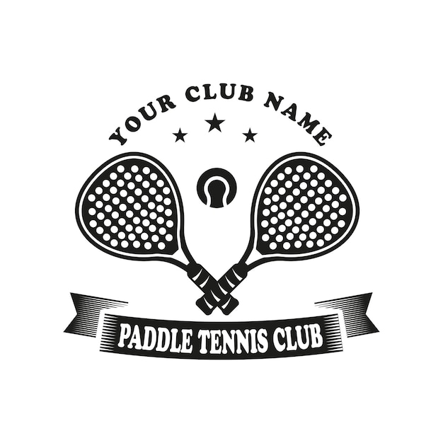 Vintage Paddle Tennis Club logo Paddle Racket logo and ball logo icon vector