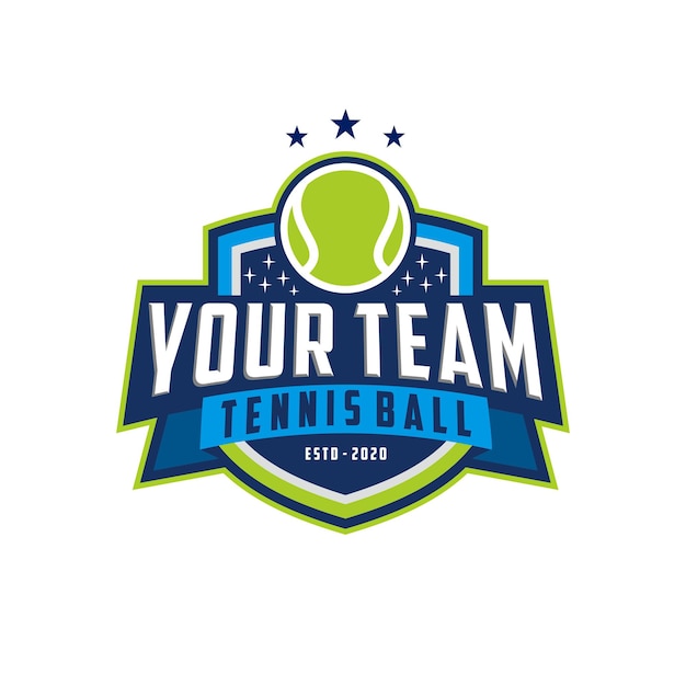 Винтажный логотип теннисного клуба, логотип весла, ракетка и вектор логотипа мяча