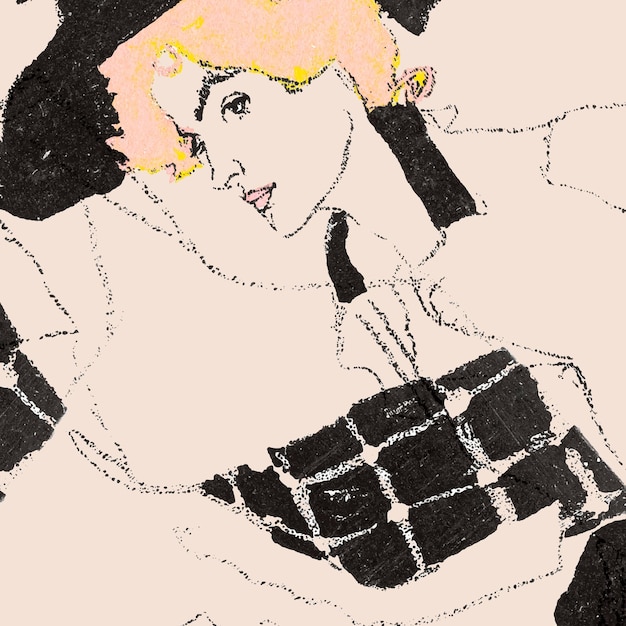 Vintage painted women background vector remixed from the artworks of Egon Schiele.