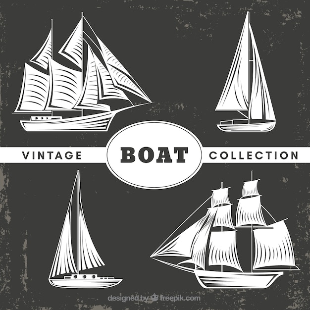 Vector vintage pak van decoratieve boten