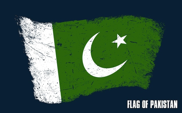 Vintage Pakistan flag Grunge effect with brush stroke