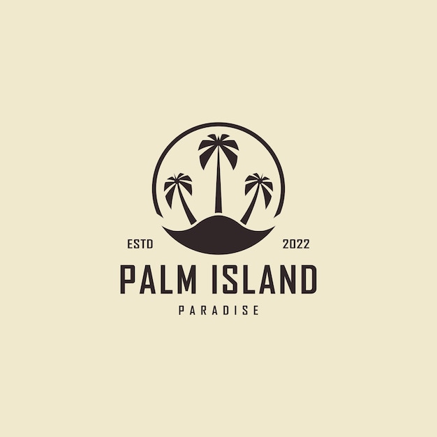 Vintage palmboom eiland hipster logo ontwerp illustratie