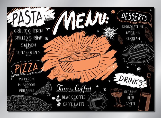 Vintage pasta table menu template