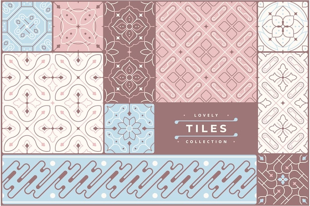 vintage pastel color tile pattern design collection