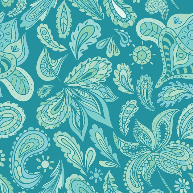 Vector vintage pastel paisley floral background for textile and wallpaper design