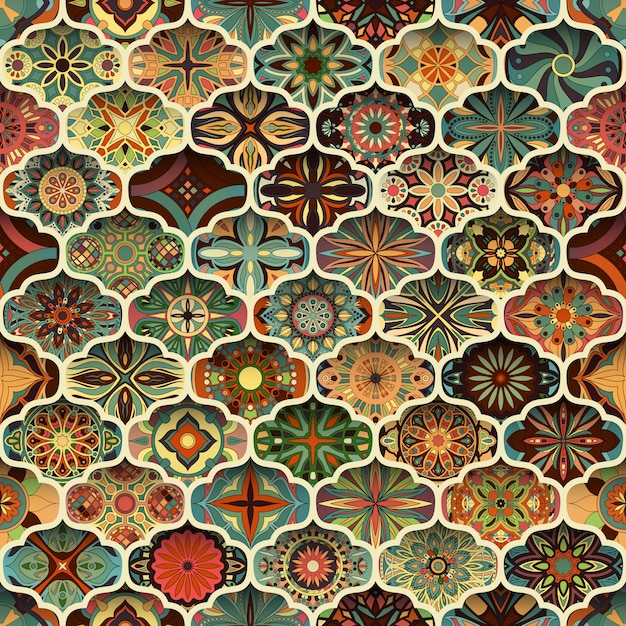 Vintage patchwork tile decorative elements.