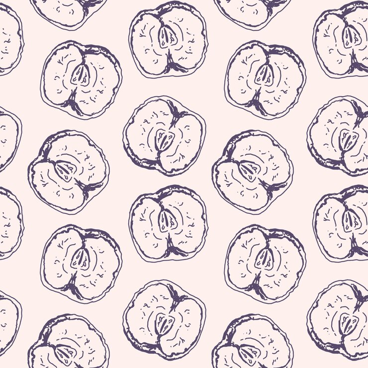 Vector vintage pattern with apple for decorative design fabric print