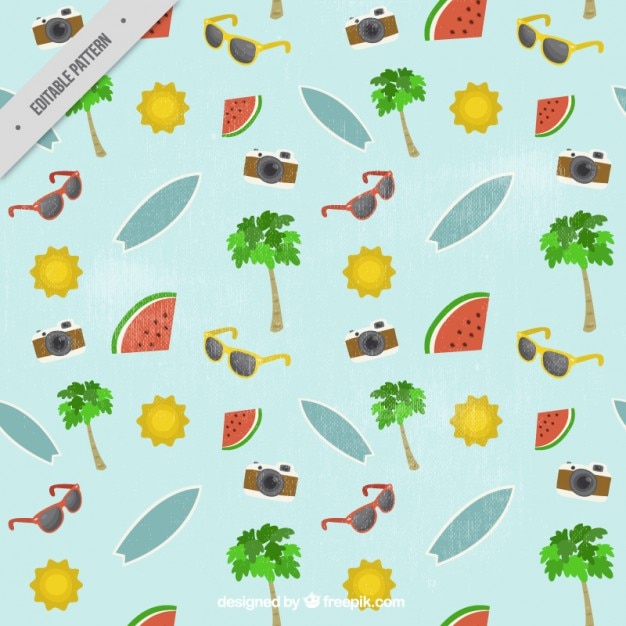 Vector vintage pattern with summer elements