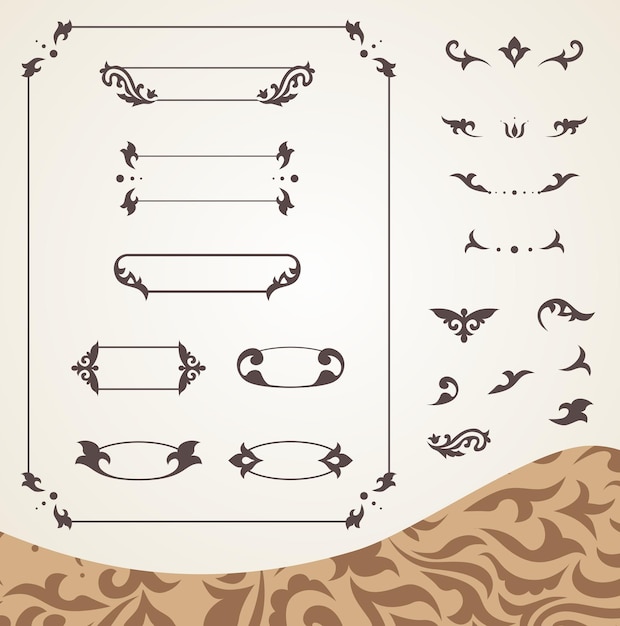 Vector vintage patterns and decorative elements set