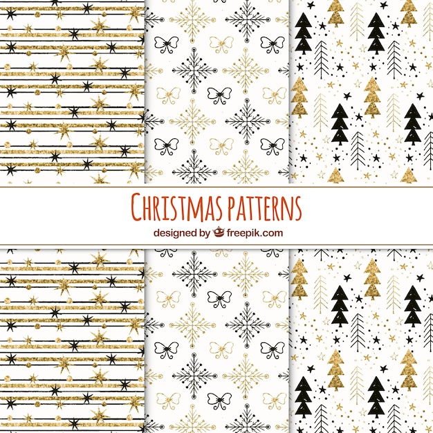 Vintage patterns with christmas drawings