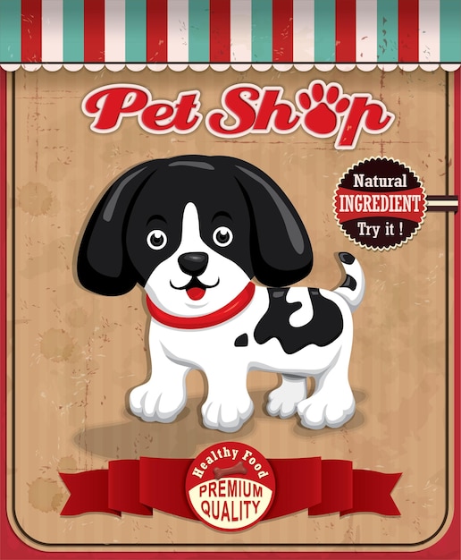 Vector vintage pet shop poster design