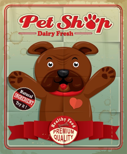 Vintage pet shop poster design