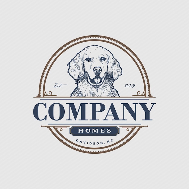 Ispirazione del logo degli animali domestici vintage