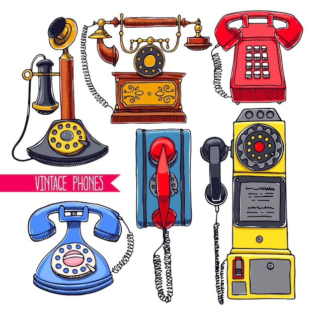 Vector vintage phones background