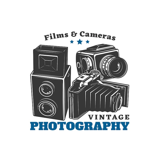 Vintage photography retro photo cameras and films