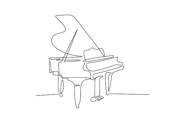 Vector vintage piano continuous line art drawing