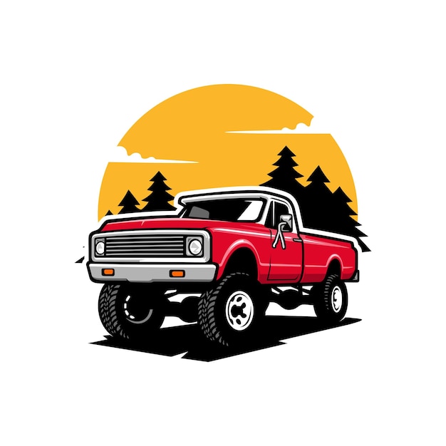 Vintage pick-up truck illustratie vector.