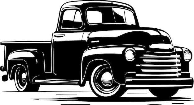 Vintage Pickup Truck Logo Monochrome Design Style