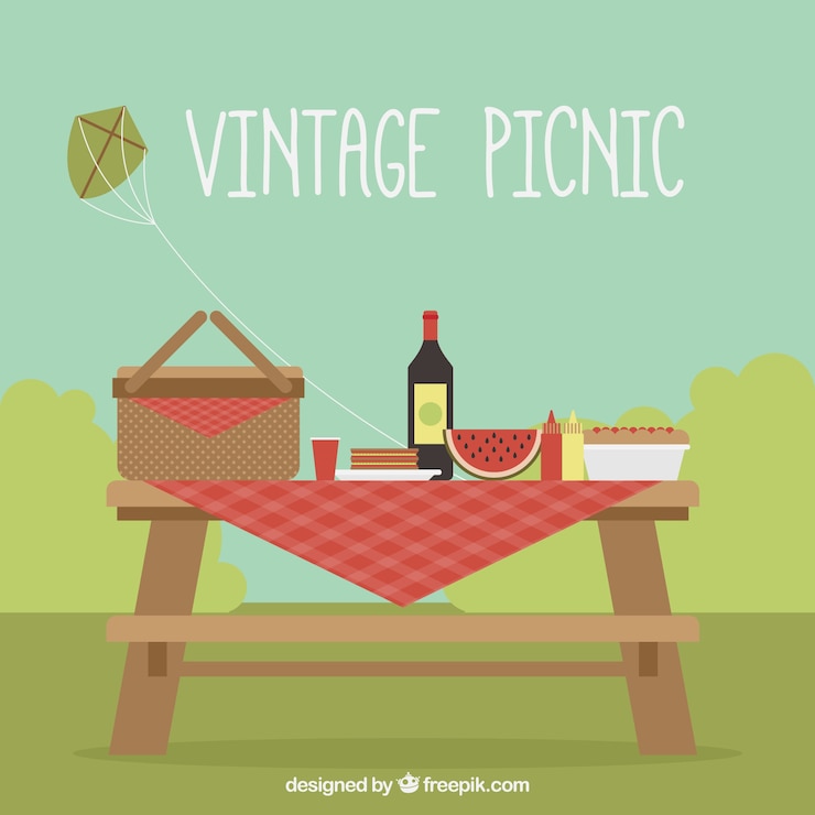 Vector vintage picnic background
