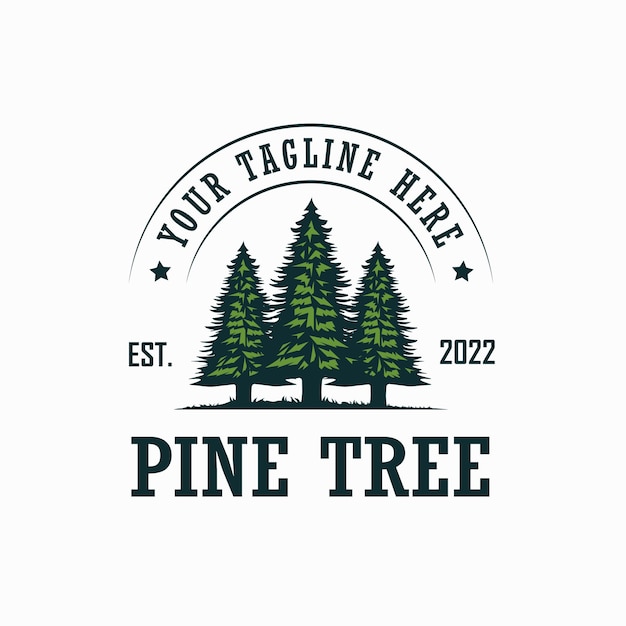 Vector vintage pine logo icon vector design, evergreen logo design inspiration