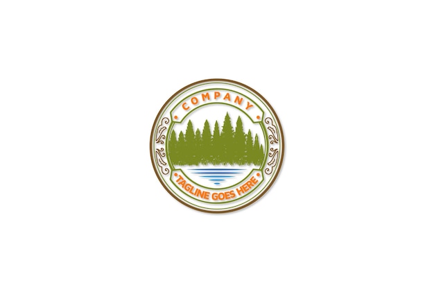 Vintage pine spruce cedar conifer cypress hemlock evergreen fir tree forest badge emblem for adventure logo design vector
