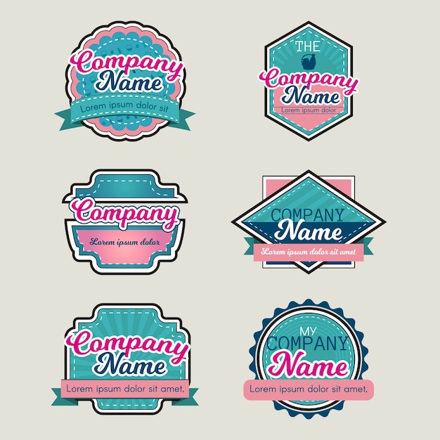 Vintage pink and blue logos