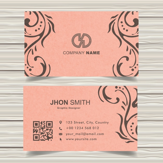 Vector vintage pink business card design