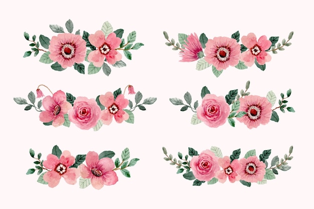 Vintage pink floral watercolor arrangement