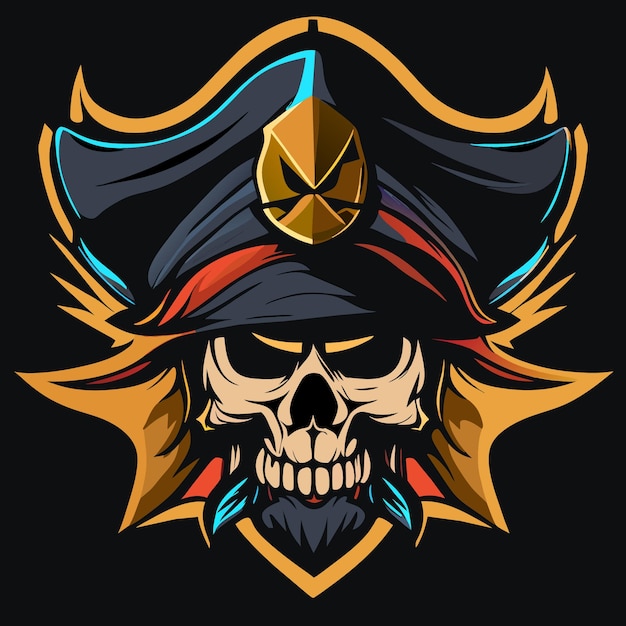 Vintage pirate skull badge art