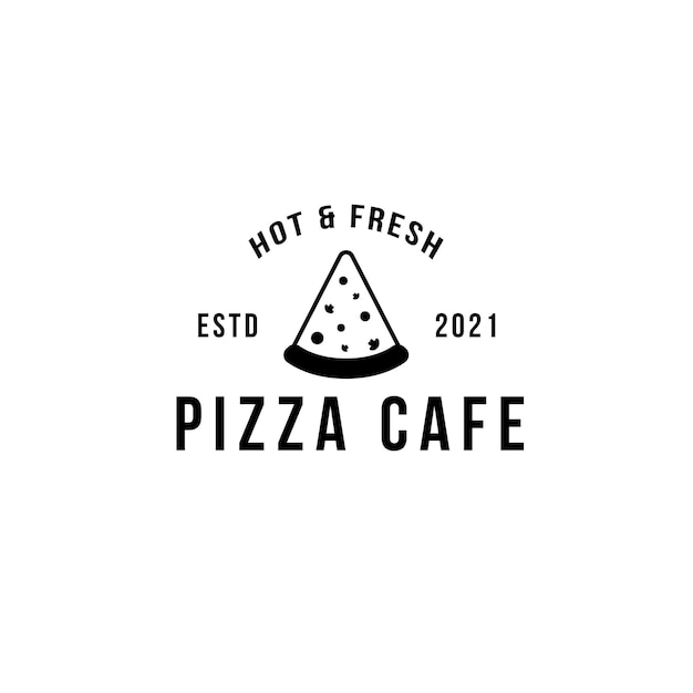 Vintage pizza logo sjabloon voor pizza restaurant of café. symbolen voor eten en drinken en restaurants vectorillustratie