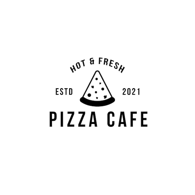 피자 레스토랑이나 카페를 위한 빈티지 피자 로고 템플릿입니다. 음식과 음료 및 레스토랑 벡터 일러스트 레이 션에 대 한 기호