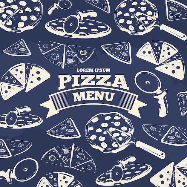 Vettore design di copertina del menu pizza vintage