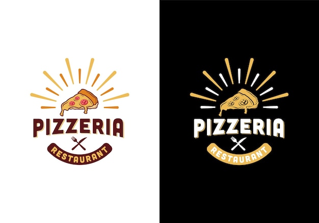 Vintage pizza restaurant logo ontwerpsjabloon inspiratie