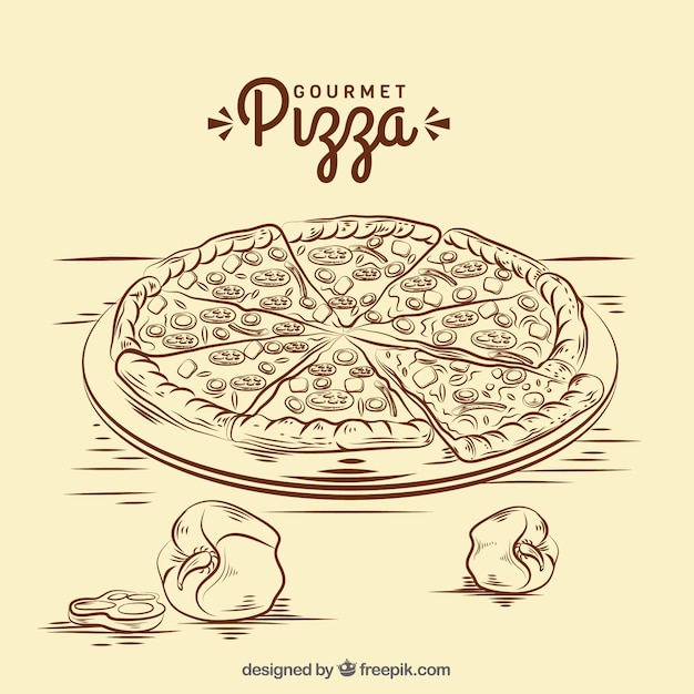 Vector vintage pizza sketch background