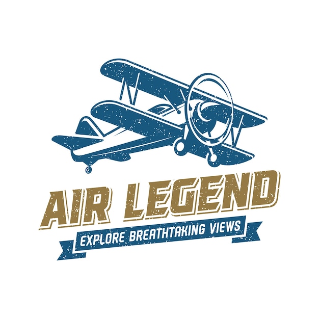 Modello vettoriale per il disegno del logo del distintivo dell'aviazione dell'aereo d'epoca