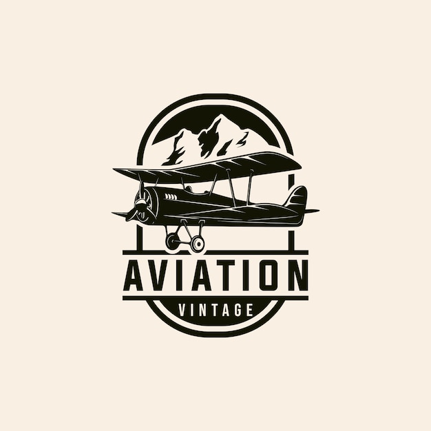 Vintage plane vector graphic template. flying aviation retro airplane illustration.