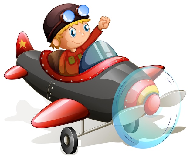 a vintage plane with a young pilot
