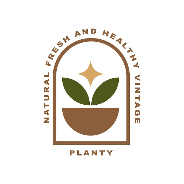 Vintage plant botanische logo ontwerp vectorillustratie