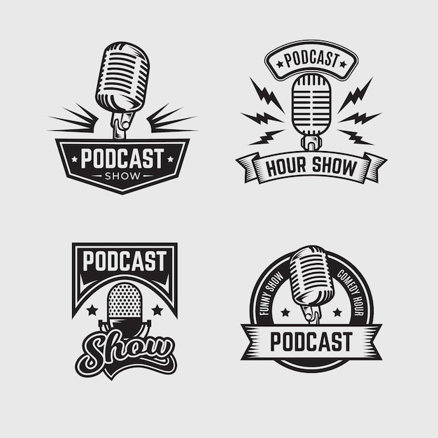 Vintage podcast logo collection