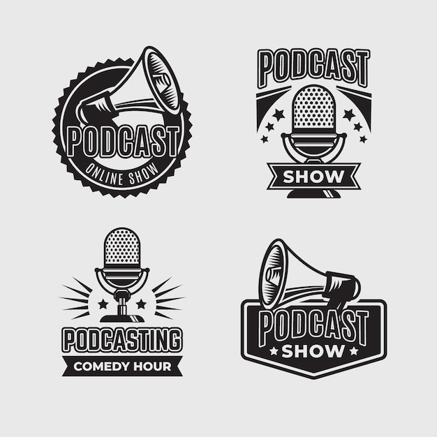 Vintage podcast logo collection