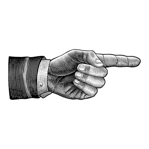 Vector vintage pointing hand illustration