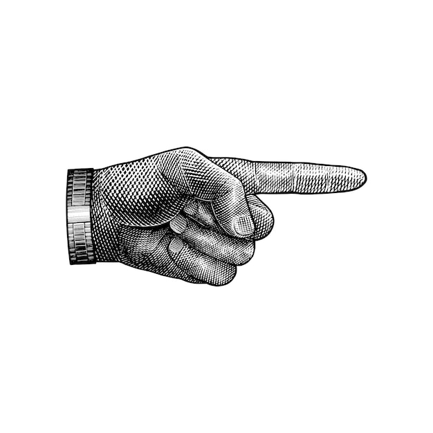 Vintage pointing hand illustration