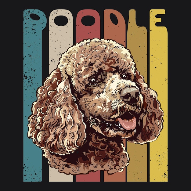 Vector vintage poodle dog tshirt design vector illustration