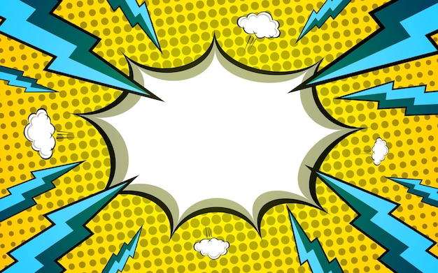 Vintage pop art superhero comic background comic background with speech bubbles