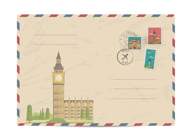 Vintage post envelop met postzegels