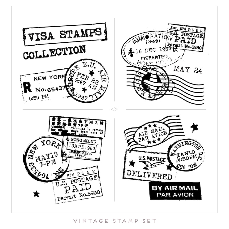 Vector vintage postage stamps collection