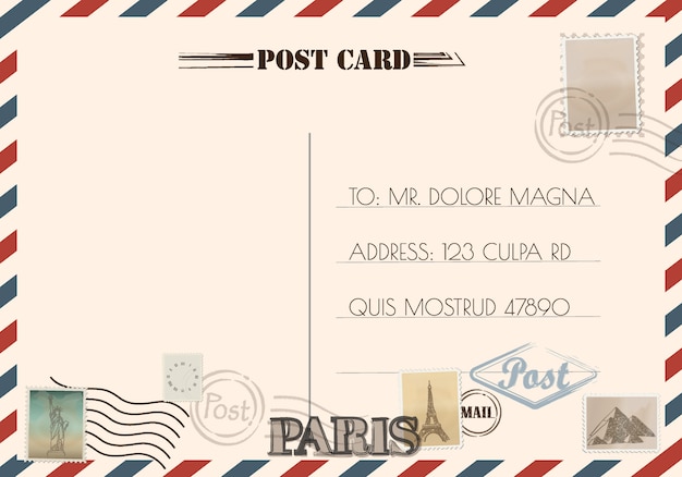 vintage postcard designs and stamps
